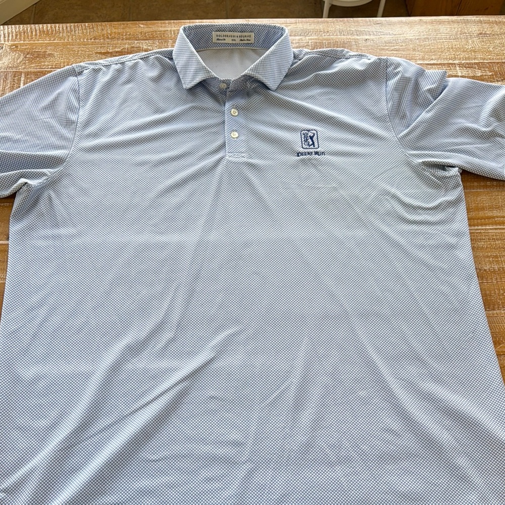 TPC Deere Run - Holderness & Bourne Blue and white golf shirt